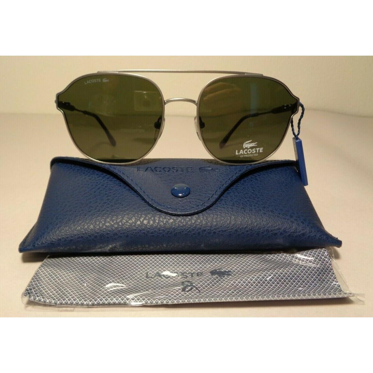 Lacoste L103SND Matte Light Ruthenium Men`s Classic Aviator Sunglasses