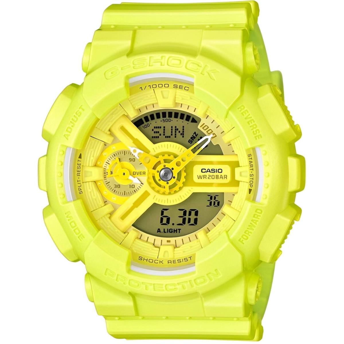 Casio Women`s Watch G-shock Analog-digital Dial Yellow Resin Strap GMAS110VC-9A