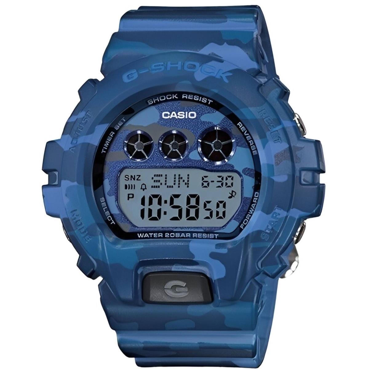 Casio Women`s Watch G-shock Blue Camouflage Resin Strap Digital GMDS6900CF-2