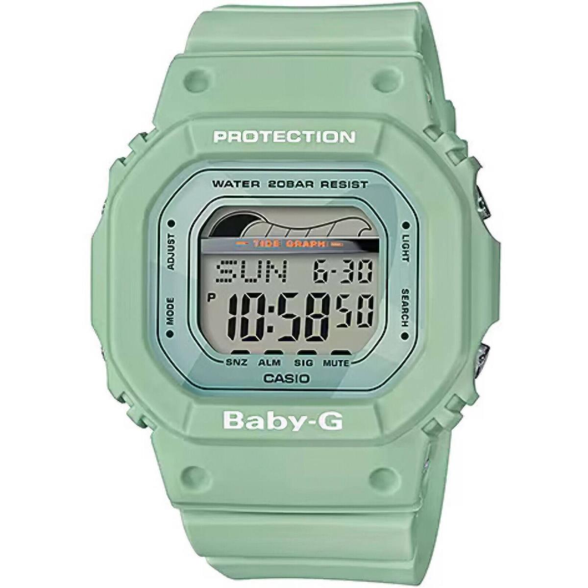 Casio Women`s Watch Baby-g World Time Green Resin Strap Digital Dial BLX560-3 - Dial: Grey, Band: Green