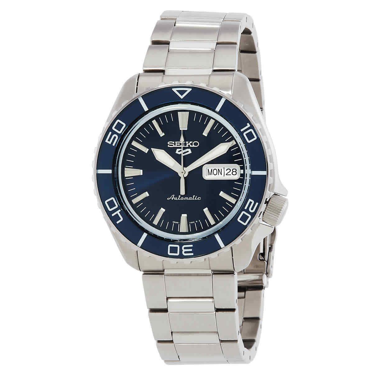 Seiko 5 Sports Skx Automatic Blue Dial Men`s Watch SRPK97K1 - Dial: Blue, Band: Silver-tone, Bezel: Silver-tone