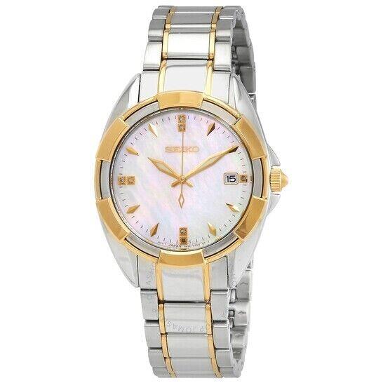 Seiko Women`s Diamond Watch Two Tone Bracelet SKK886