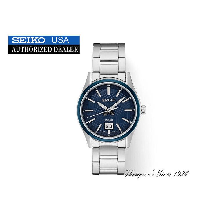 Seiko SUR559 Men`s Quartz Blue Dial Stainless Sapphire Date 100m WR