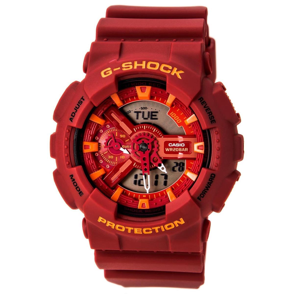 Casio GA110AC-4A Men`s G-shock Red Grey Ana-digi Dial Red Resin Strap Watch