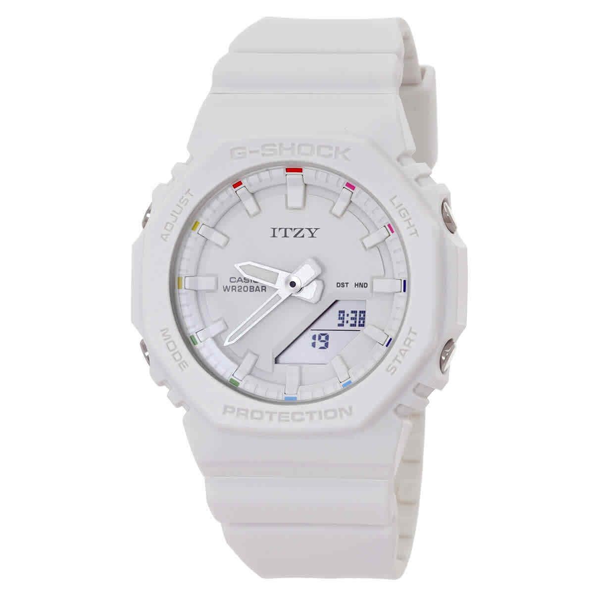 Casio Alarm World Time Quartz Analog-digital White Dial Ladies Watch - Dial: White, Band: White, Bezel: White