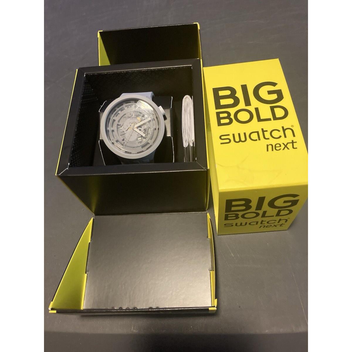 Swatch Next Grey SB03M100 Big Bold 47mm Bioceramic Unique Look