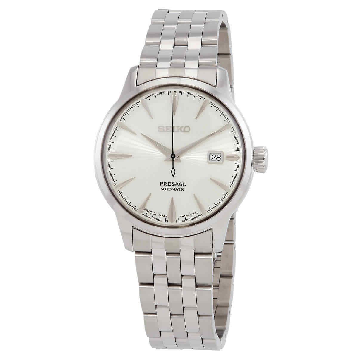 Seiko Presage Automatic Silver Dial Men`s Watch SRPG23J1 - Dial: White, Band: Silver, Bezel: Silver