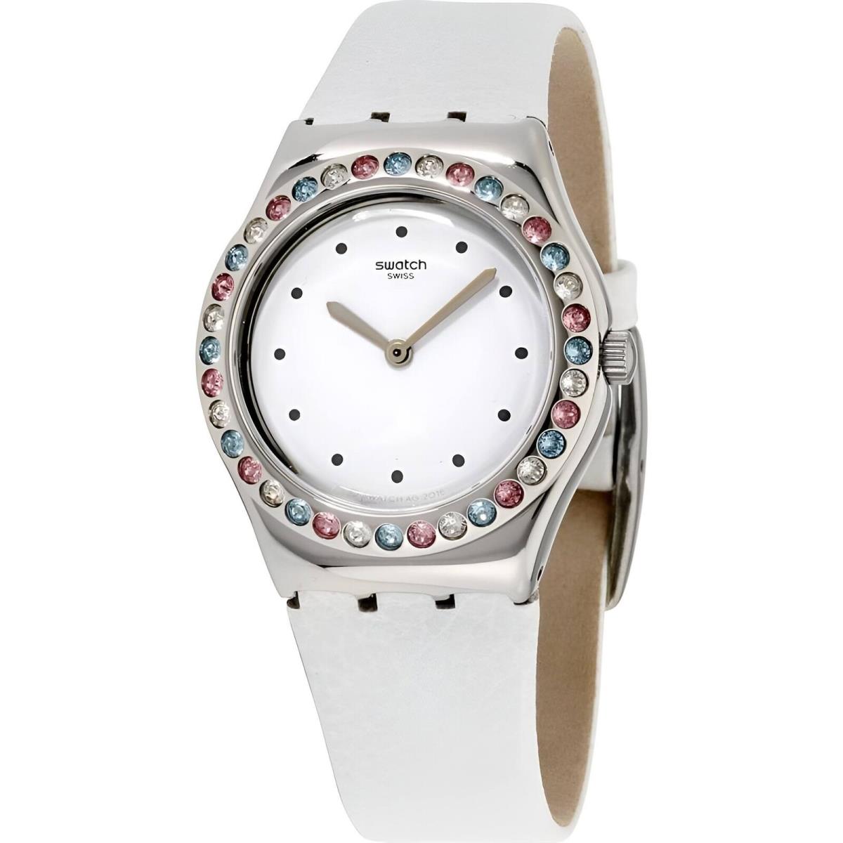 Swatch Women`s Watch Irony After Dinner White Dial Silicone Rubber Strap YLS201