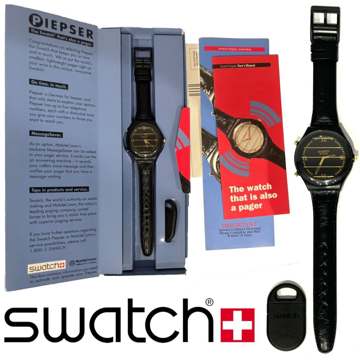 Mint 1992 Swatch Special Edition Piepser Pager Watch Secret Service PAT102