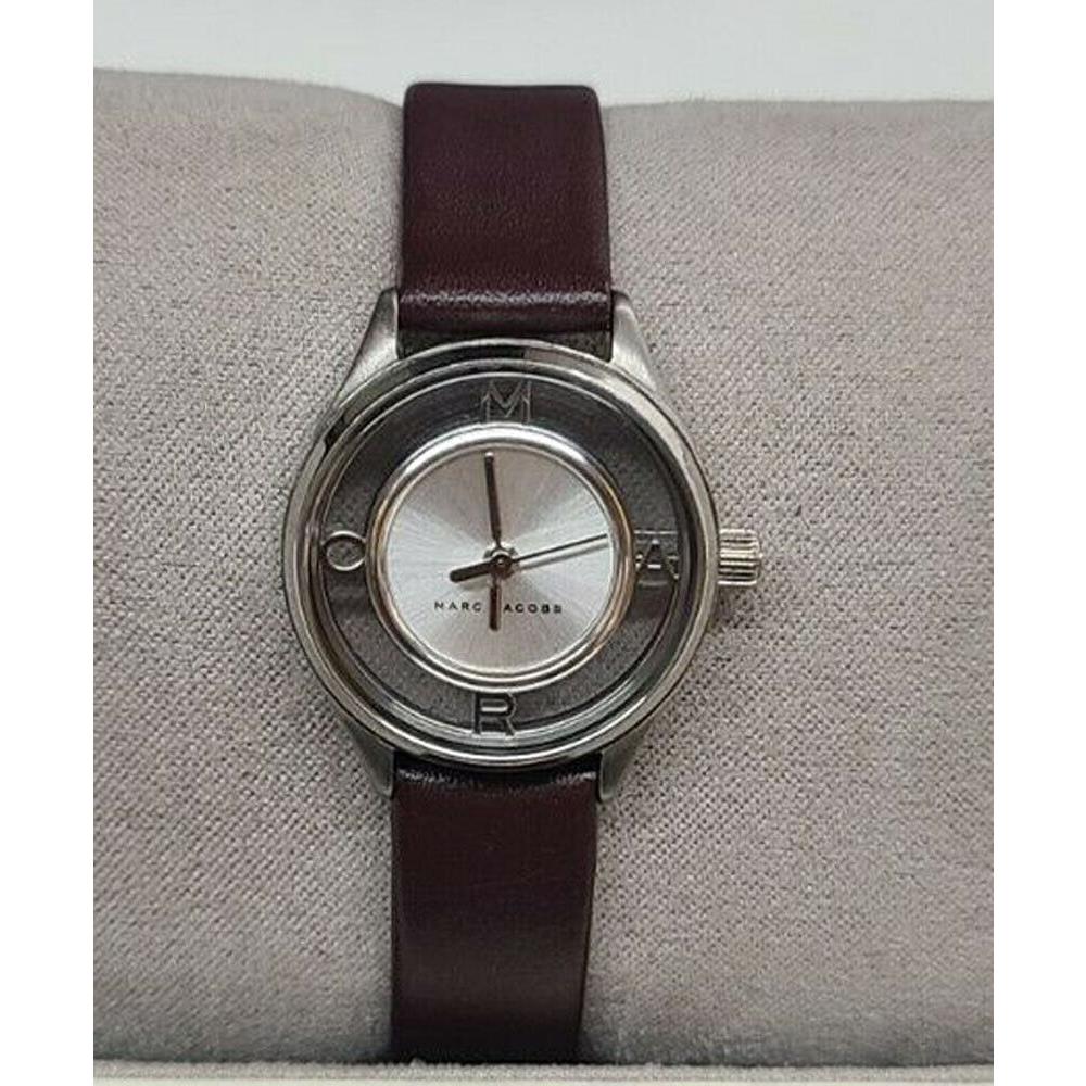 Marc Jacobs MJ1461 Tether Silver Dial Burgundy Leather Strap Women`s Watch