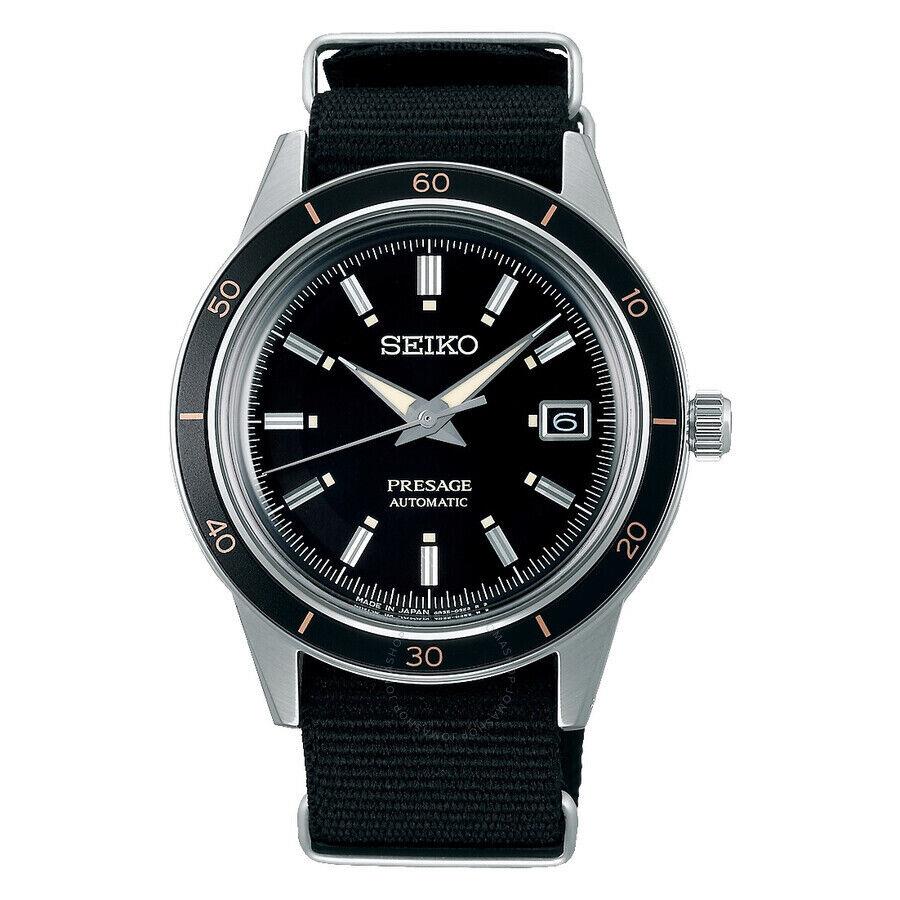 Seiko Presage Automatic Black Dial Black Nylon Men`s Watch SRPG09J1