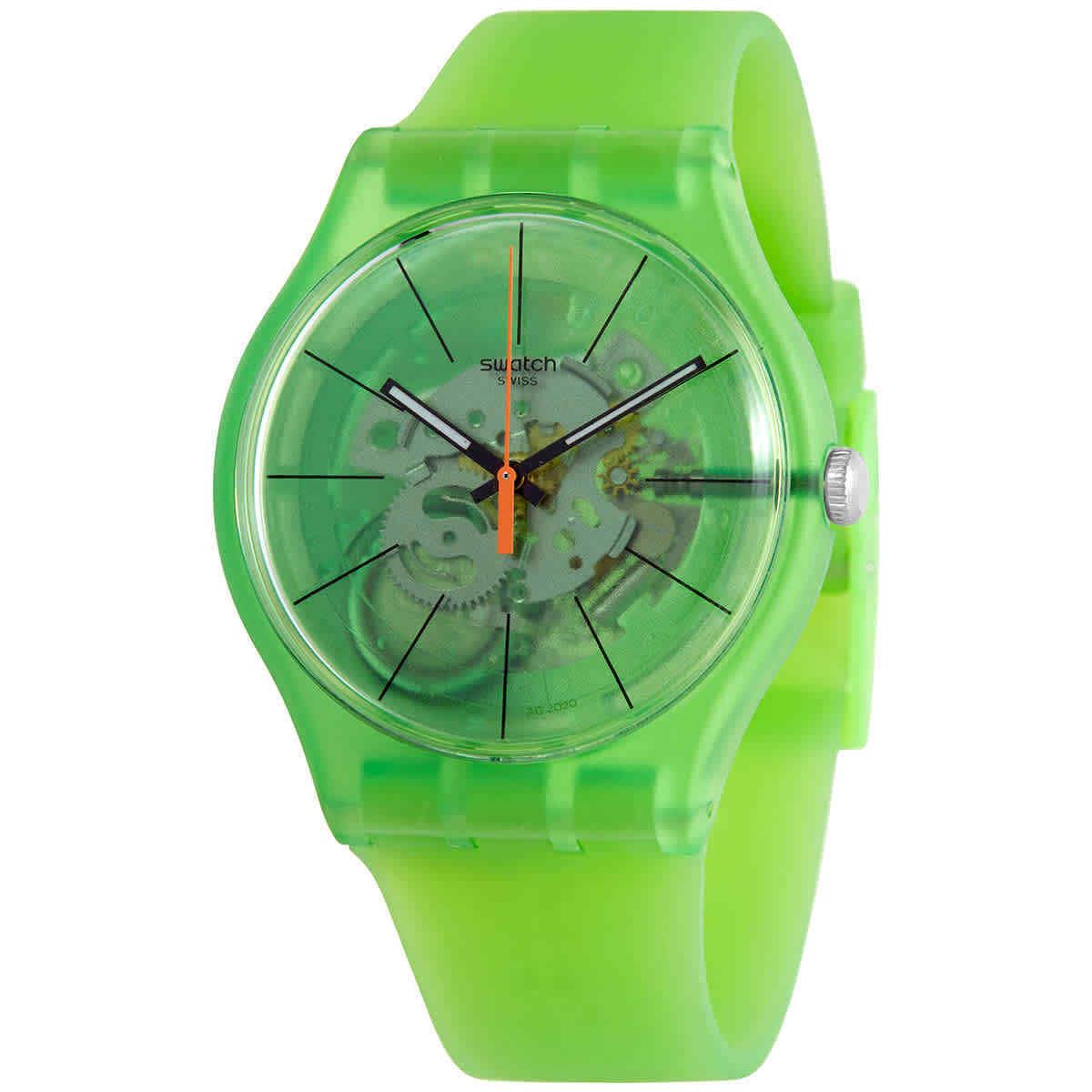 Swatch Kiwi Vibes Quartz Green Transparent Dial Men`s Watch SUOG118