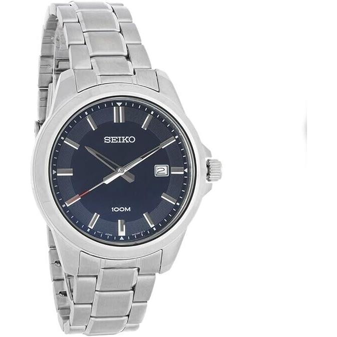 Seiko Mens Esential Blue Dial Stainless Steel Quartz Watch SUR255