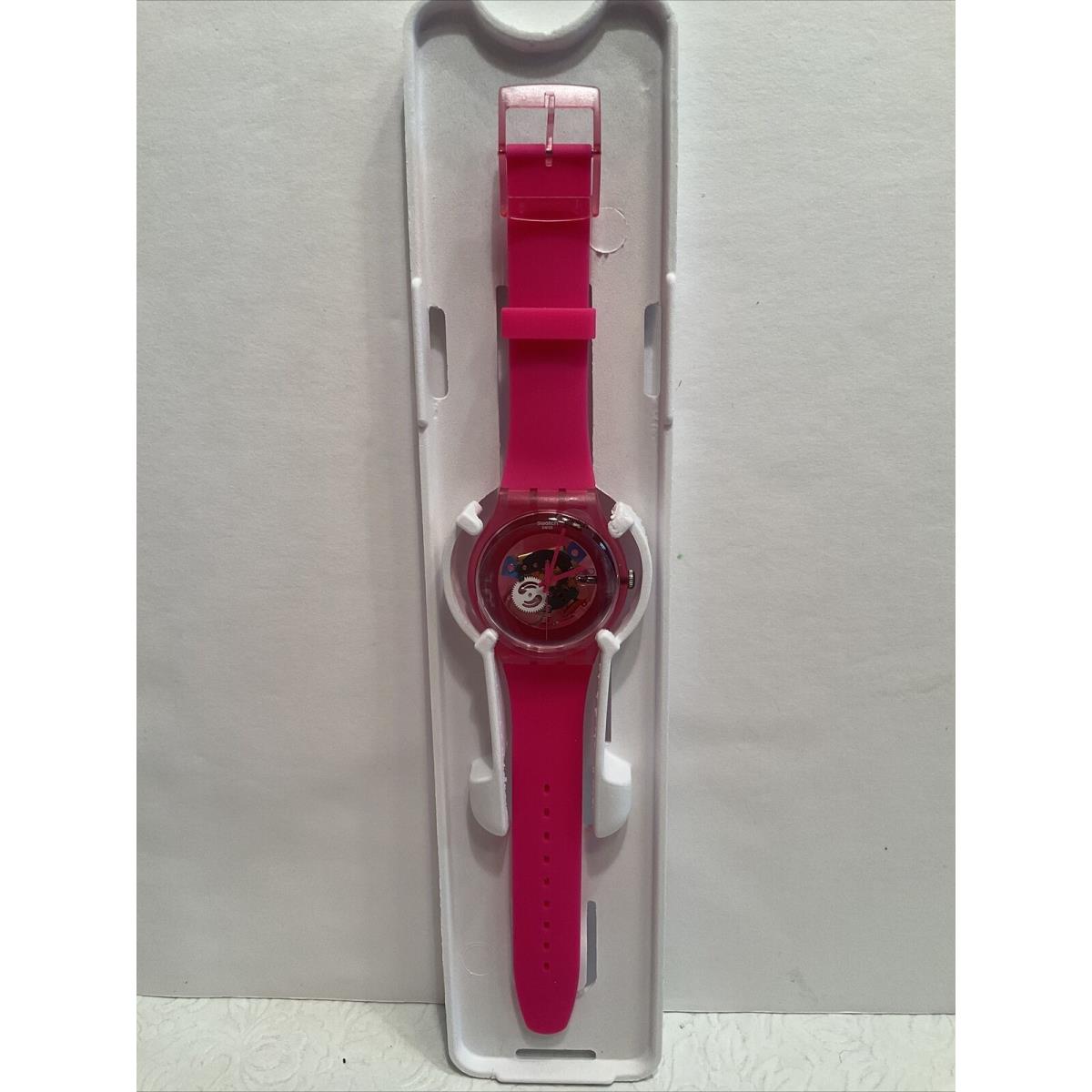 Swatch Gent 41mm -hot Pink Lacquered SUOP100 - Skeleton