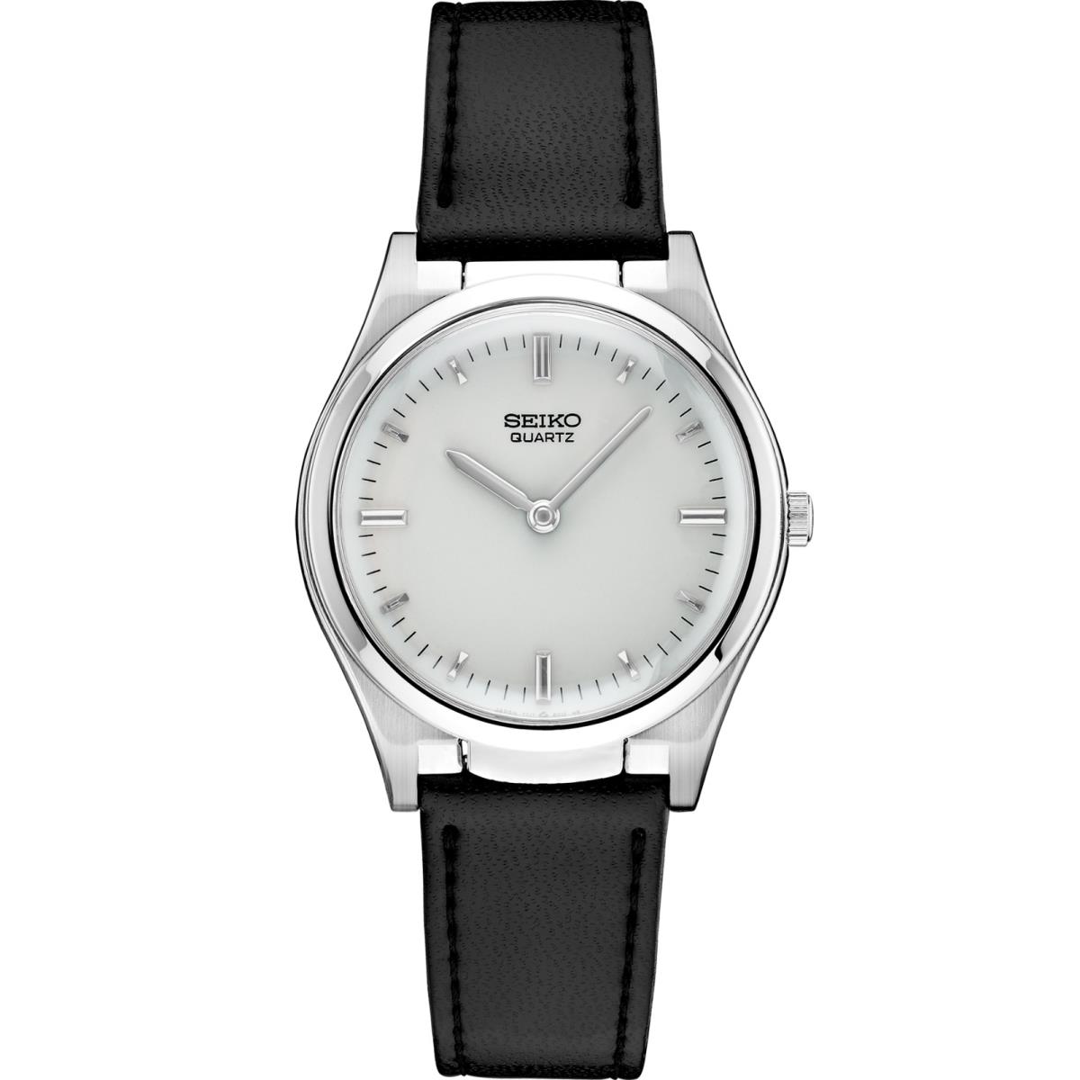 Seiko Men`s Essential Braille Dial Black Leather Strap Watch S23159