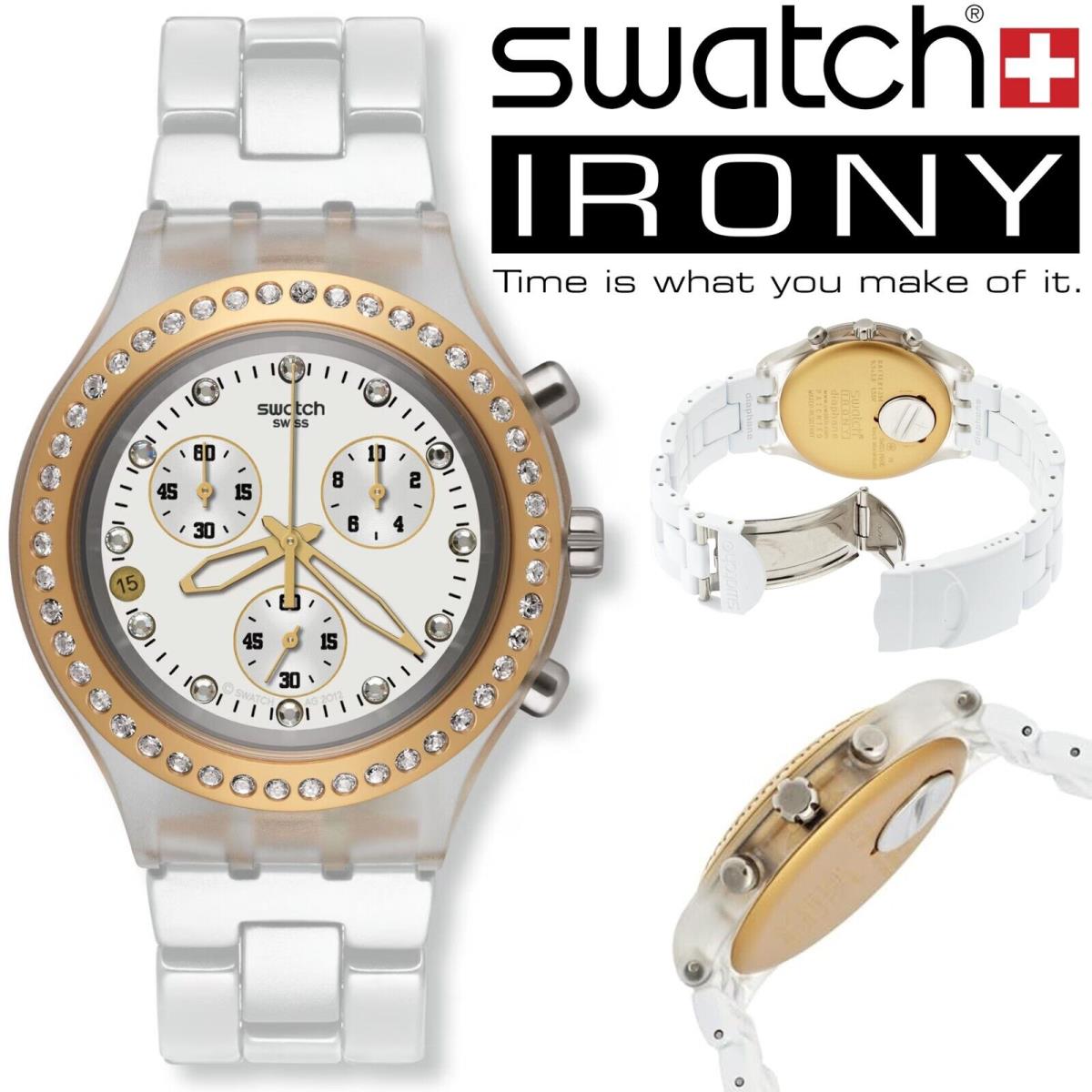 Mint `12 Swatch Irony Full-blooded Marvelous Yellow Chronograph Watch SVCK4068AG