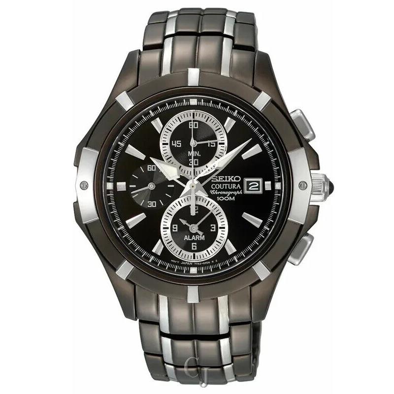 Seiko Black Dial Stainless Steel Men S Watch SNAE57