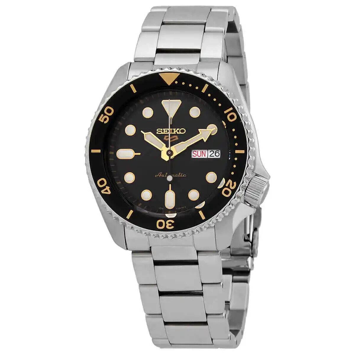 Seiko 5 Sports Black Dial Silver Tone Mechanical/ Automatic Men`s Watch SRPD57K1