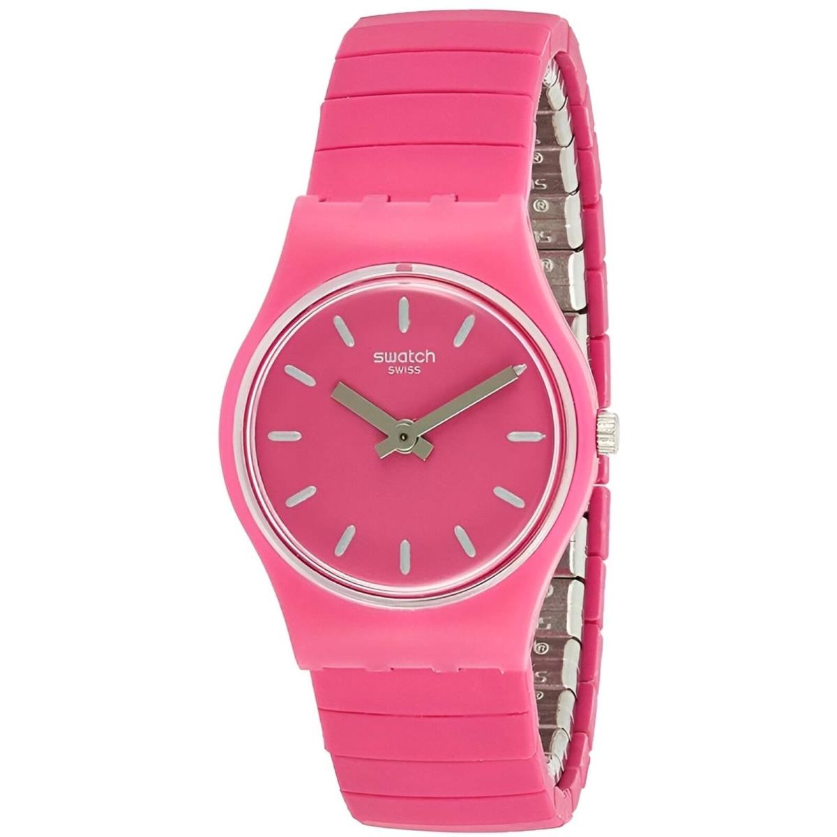 Swatch Women`s Watch Flexipink Quartz Pink Dial Steel Expansion Bracelet LP149B