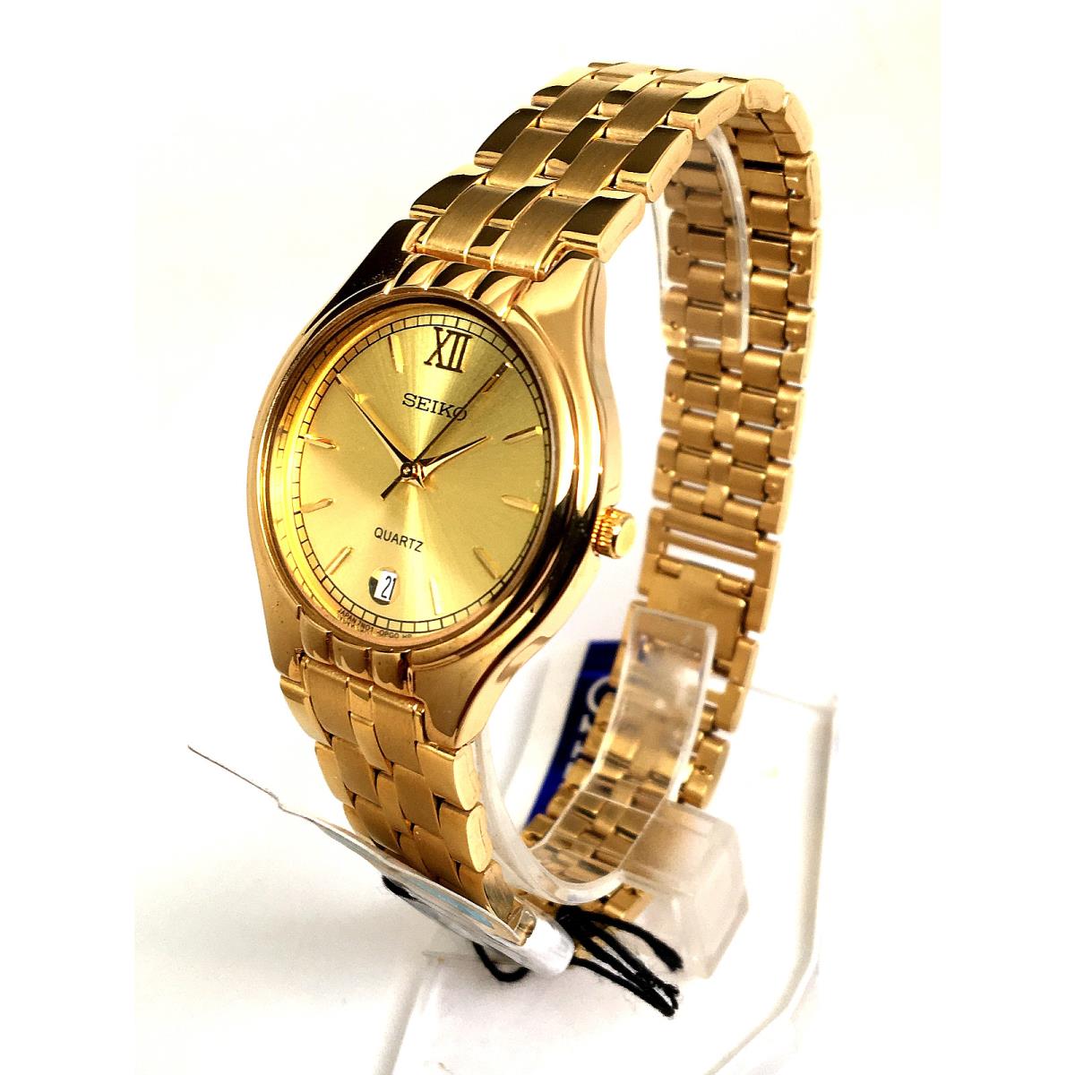 Seiko Quartz SNE486 Mid Size Gold Tone Gold Dial