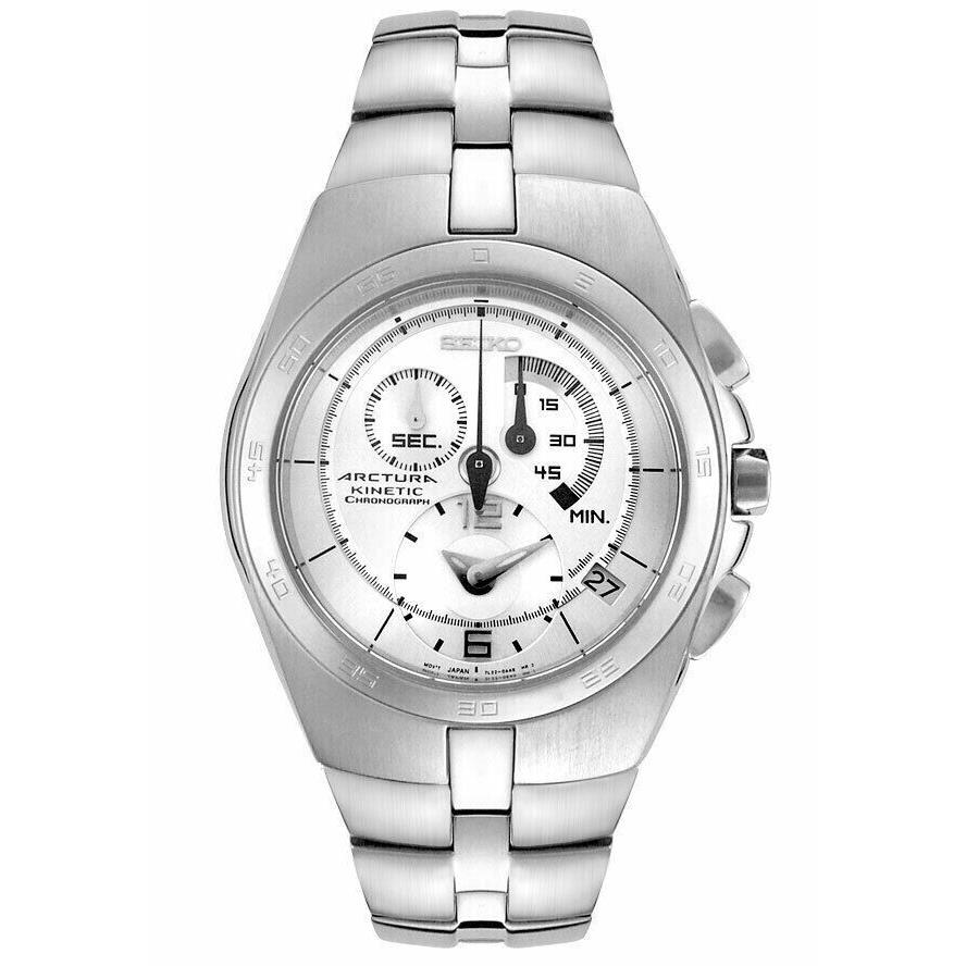 Seiko Kinetic White Men`s Watch - SNL001 7.5 Wrist