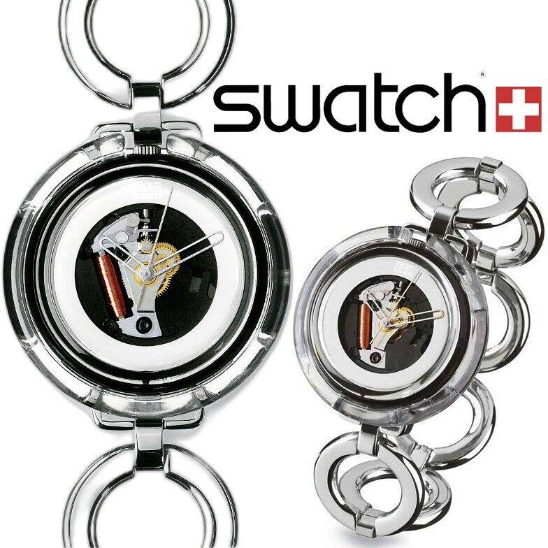 Mint Rare 1999 Swatch Pop Cuffolina Steel Links Bracelet Collectors Watch PMB117