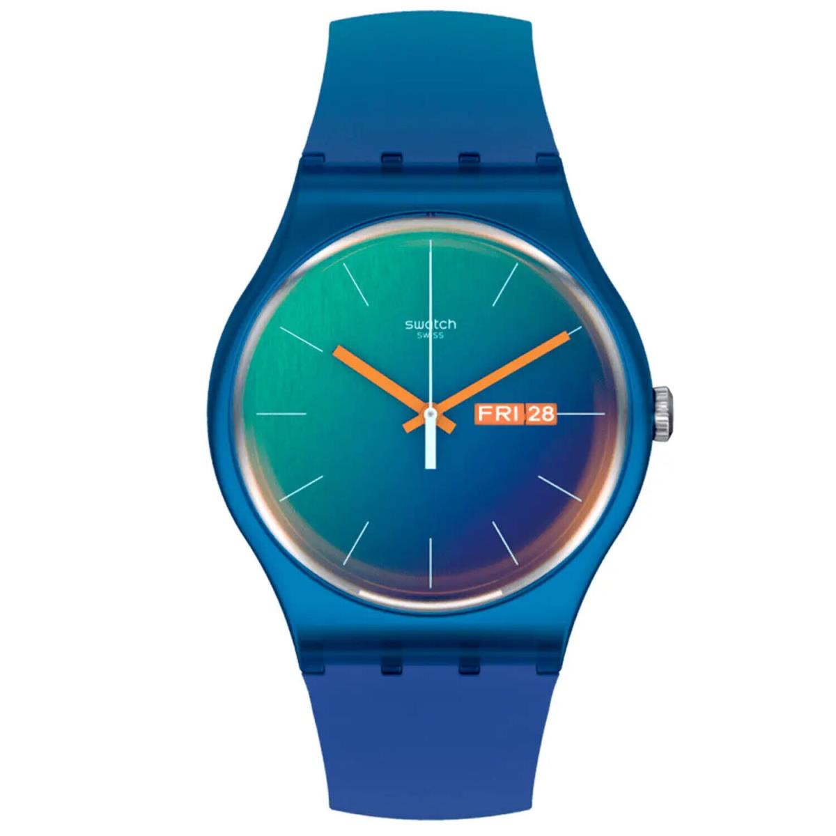 Swatch Men`s Fade to Teal Blue Dial Watch - SO29N708