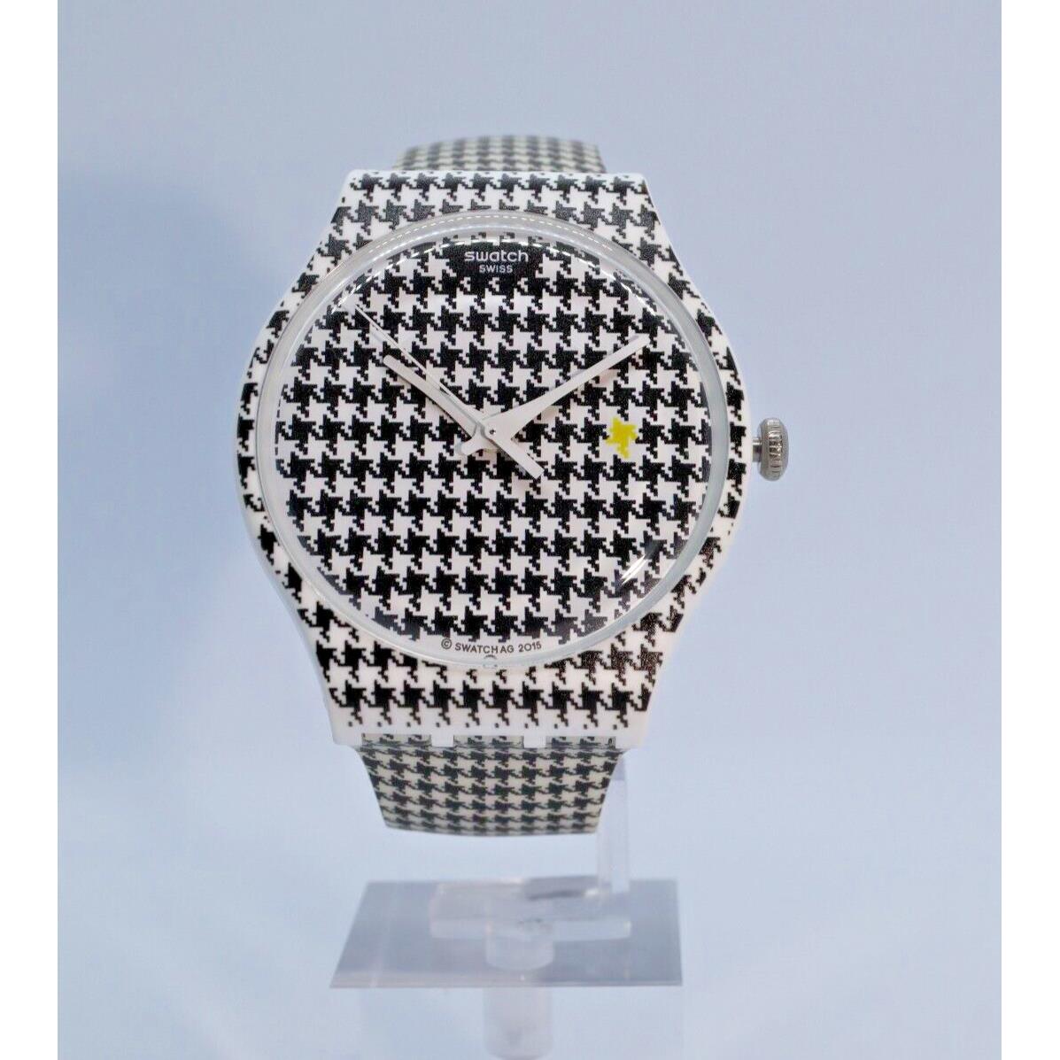 Limited Edition Swatch Chicken Run White Black Print Silicone Watch SUOW138