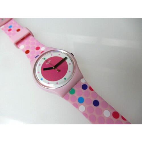 Blowing Bubbles Colorful Pink Polka Dot Swatch w Silicone Band-nib