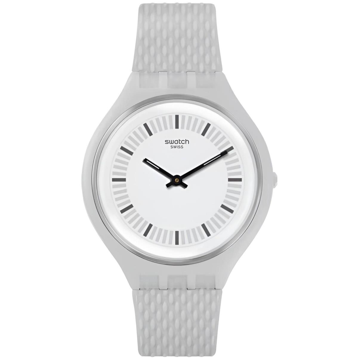 Swatch Unisex Watch Skin Skinstructur Grey Dial Silicone Rubber Strap SVUM102