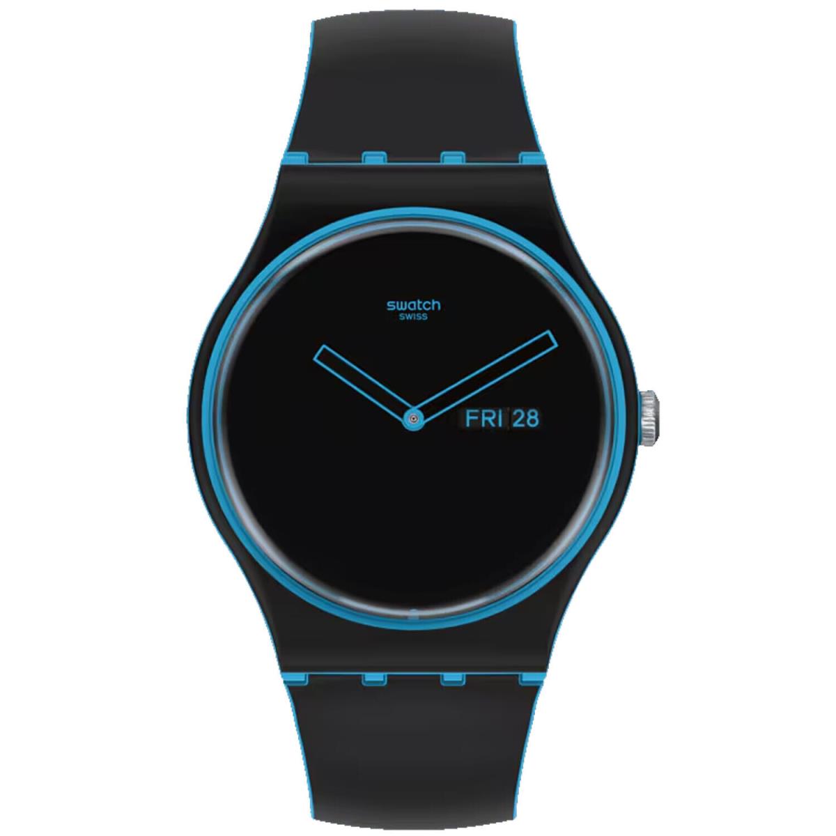 Swatch Men`s Originals Monthly Drops Minimal Line Blue Black Dial Watch