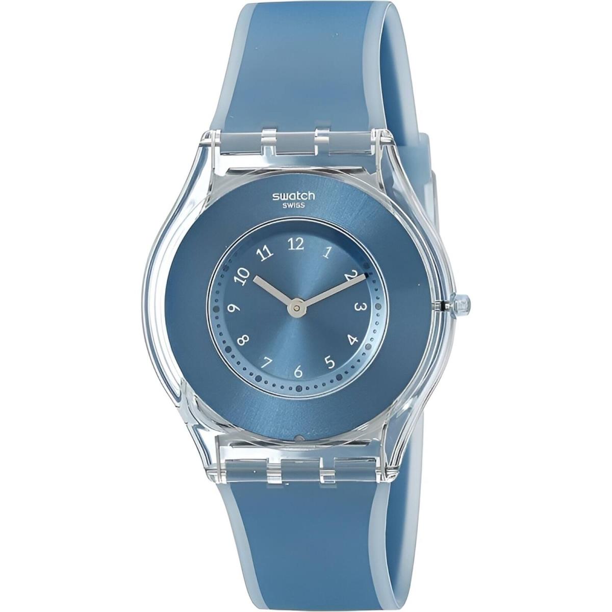 Swatch Women`s Watch Dive In Swiss Quartz Blue Dial Silicone Rubber Strap SFS103