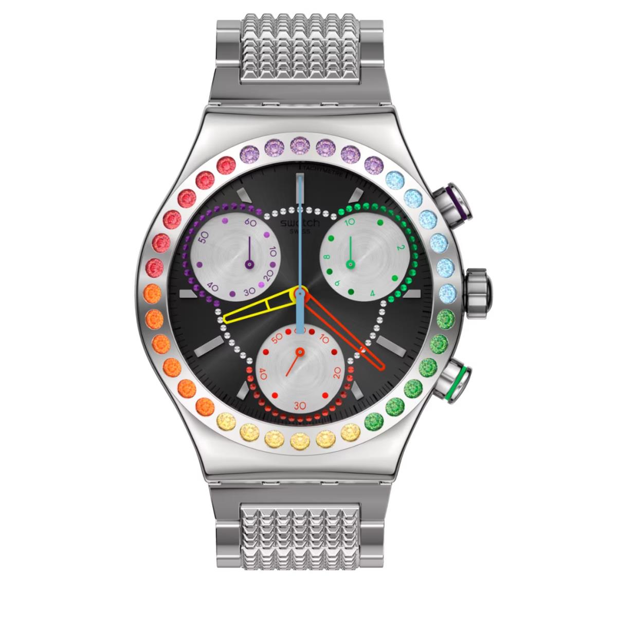 Limited Swiss Swatch Paradons YVS100G Pride Collection Watch Unique Color