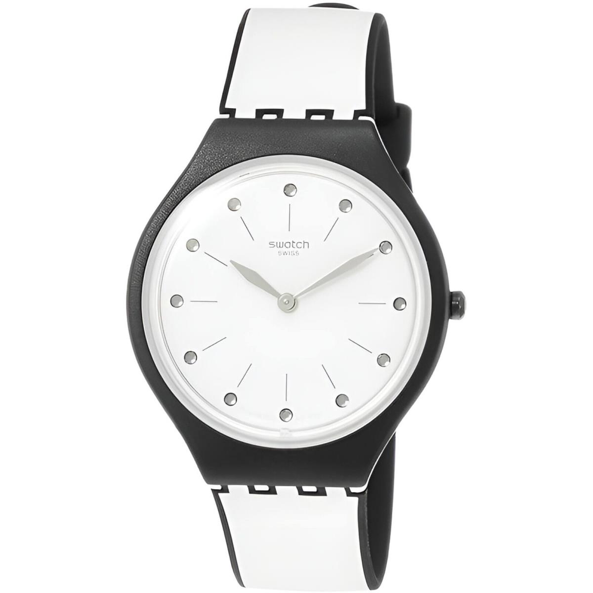 Swatch Women`s Watch Skin Skinme Light Grey and Black Silicone Strap SVOB102