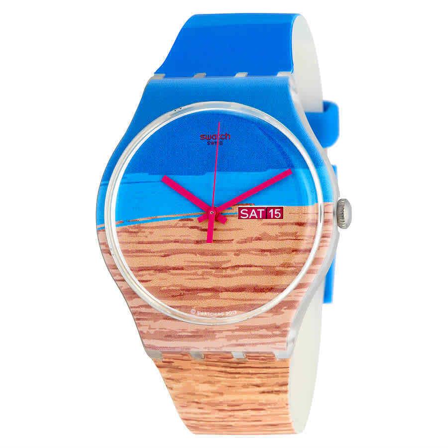 Swatch Blue Pine Blue and Tan Dial Ladies Watch SUOK706