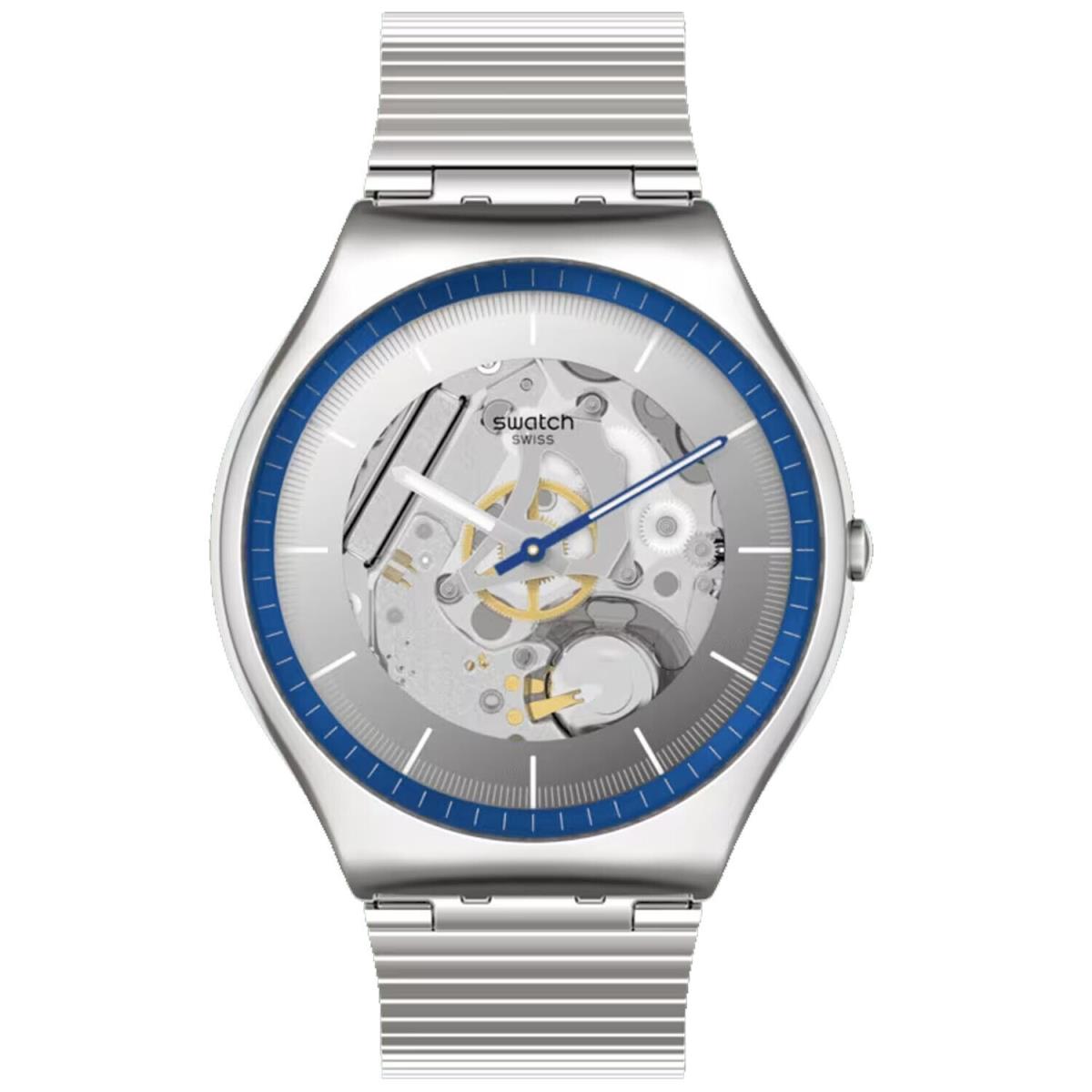 Swatch Men`s Skin Monthly Drops Ringing in Blue Grey Dial Watch - SS07S116GG