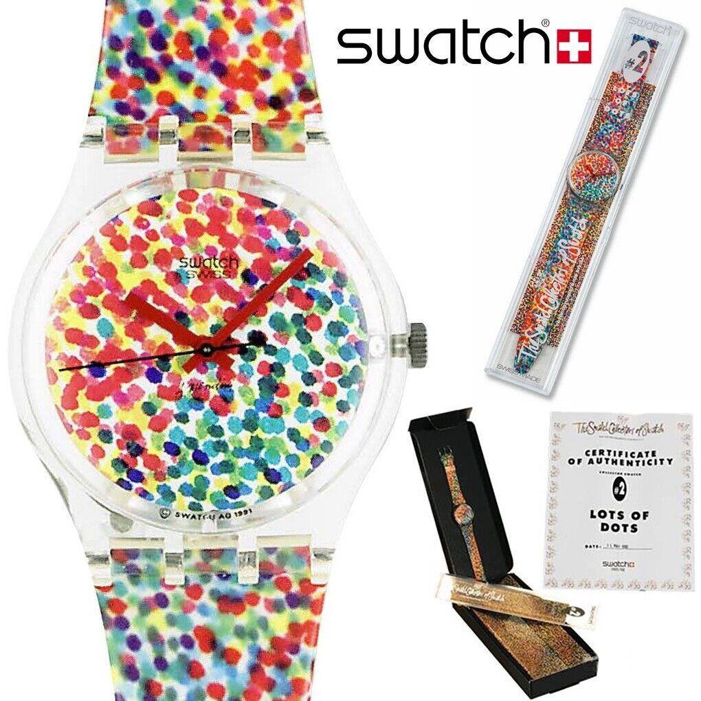 Mint Rare 1992 Swatch x Alessandro Mendini Lots OF Dots 2 Collector Watch GZ121