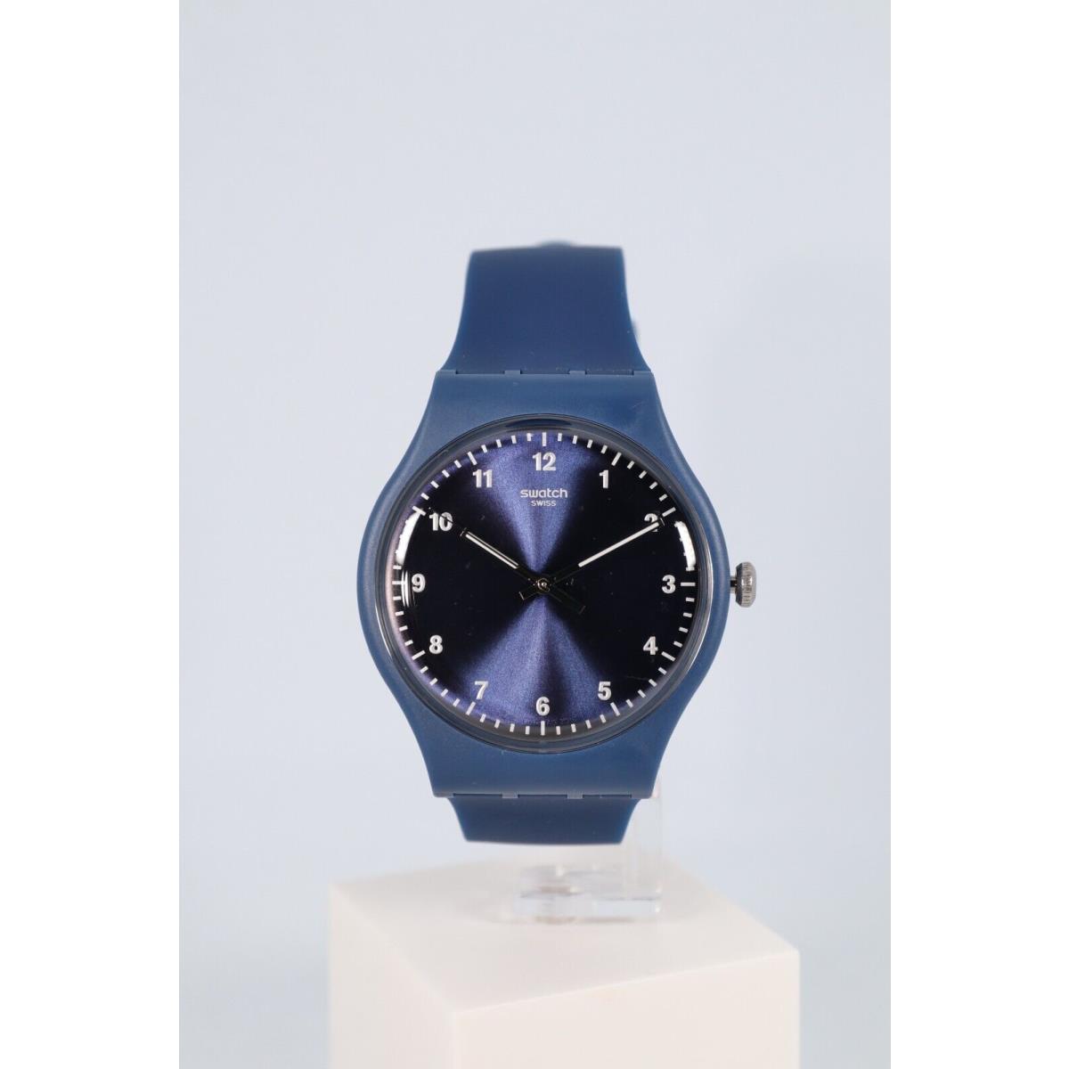 Limited Swiss Swatch Mono Blue Number Dial 41mm Watch SUON116