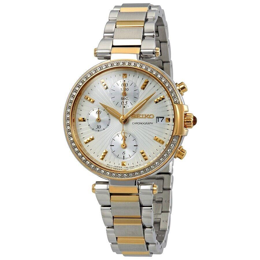 Seiko Chronograph Quartz Diamond Accent SNDV42 SNDV42P1 Women`s Watch