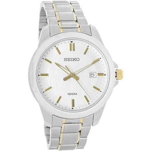 Seiko Men Silver Dial Two Tone Plated Stainless Quartz Watch SUR247