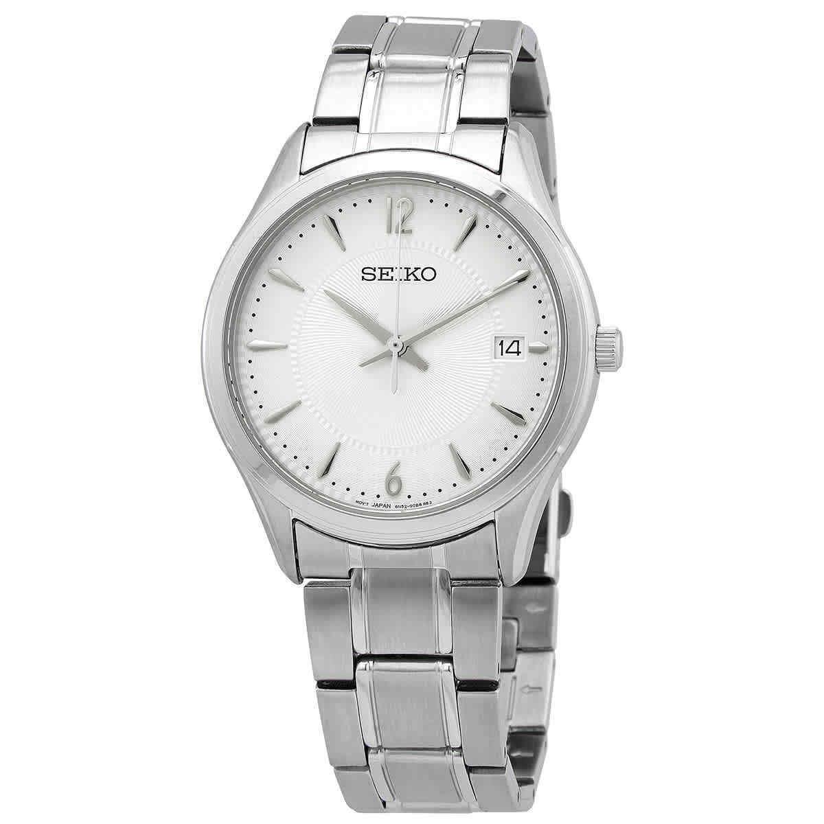 Seiko Noble Quartz Silver Dial Stainless Steel Men`s Watch SUR417