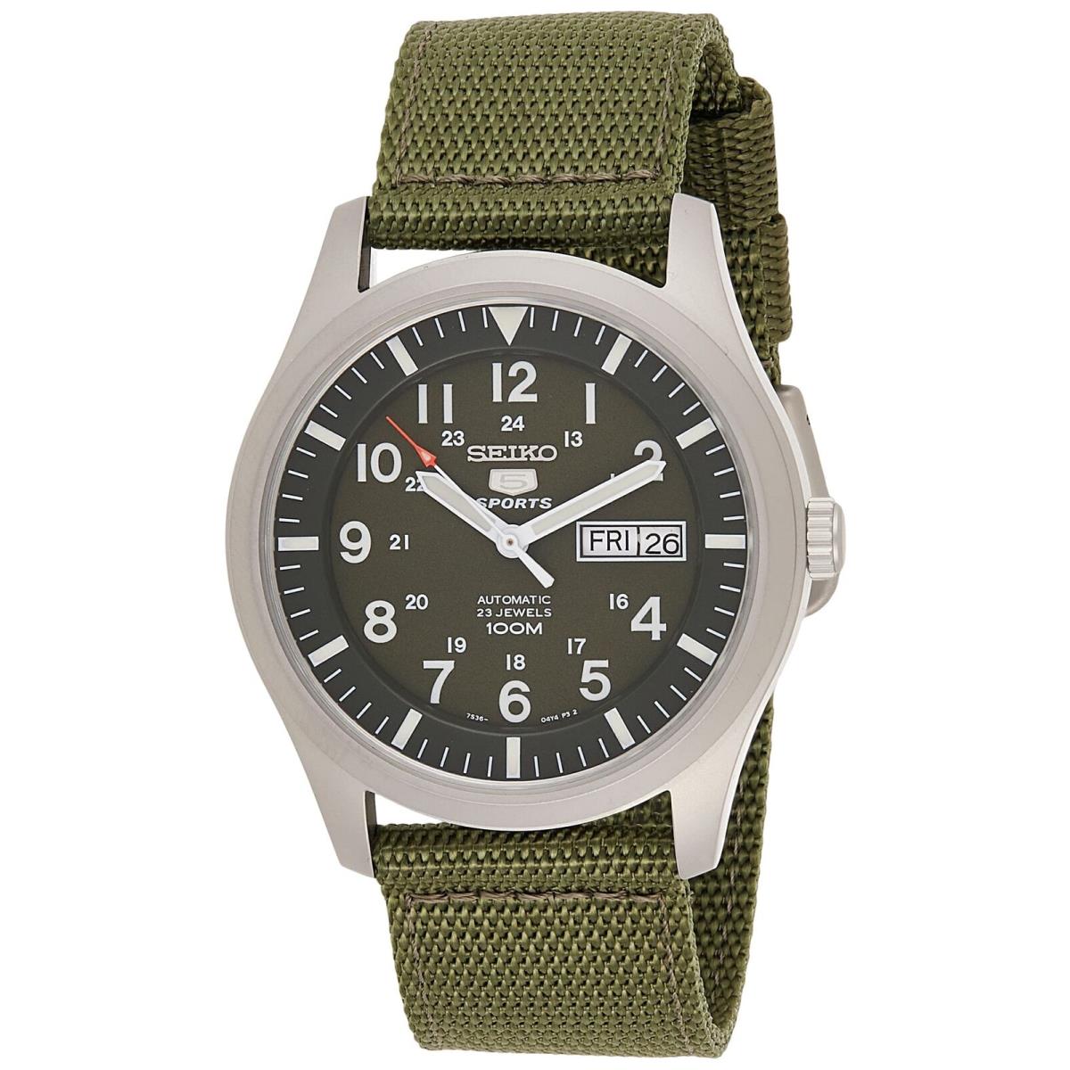 Seiko SNZG09K1 Men`s Automatic Analogue Watch with Fabric Strap Green/green