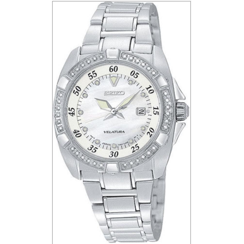 Seiko Women`s Velatura Watch SXDA19 by Seiko Watches Retail - Dial: MOP, Band: Silver, Bezel: Silver