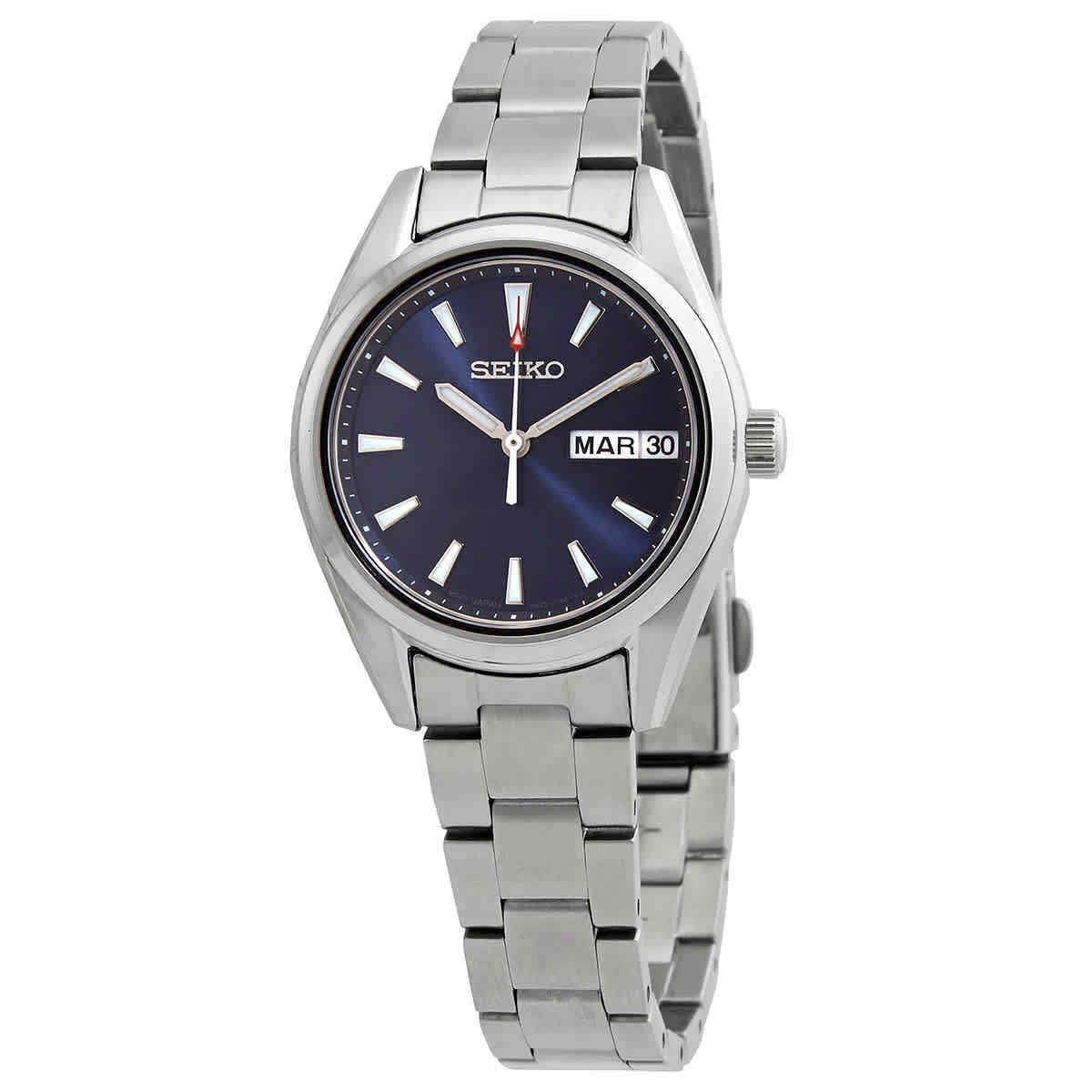 Seiko Neo Classic Quartz Blue Dial Ladies Watch SUR353P1 - Dial: Blue, Band: Silver, Bezel: Silver