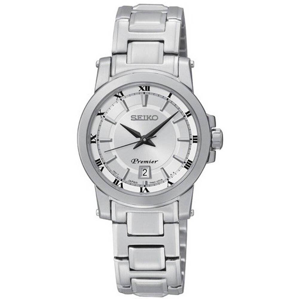 Seiko Premier Ladies Date Silver Dial Stainless Steel Quartz Watch SXDF41 - Dial: Silver, Band: Silver