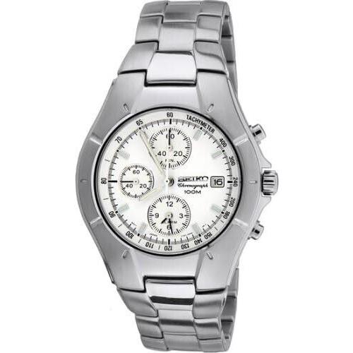 Seiko Chronograph Alarm Watch For Man SNA381 White Dial