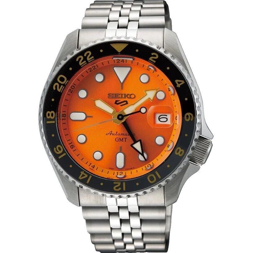 Seiko 5 Sports Gmt Automatic Orange Dial Men`s Watch SSK005K1