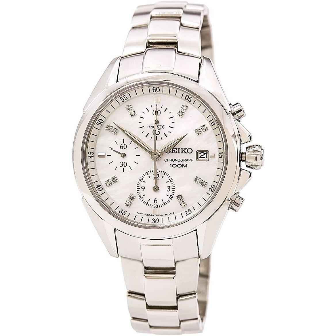 Seiko Chronograph Women`s Quartz Diamond Dial Watch SNDY31P1