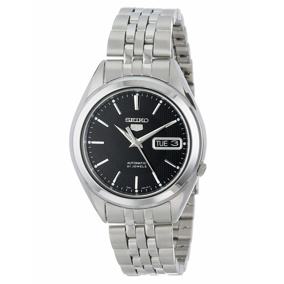 Seiko Mens SNKL23 Seiko 5 Black Dial Stainless Steel Automatic Watch