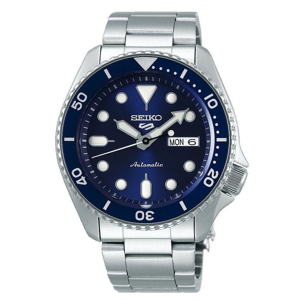 Seiko 5 Sports SRPD51 Men`s Stainless Steel Blue Dial Day Date Automatic Watch